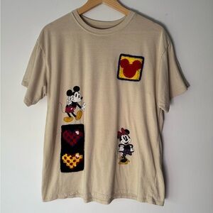 Disney Mickey Mouse Double Sided Graphic Cotton Crochet Short Sleeved Tshirt